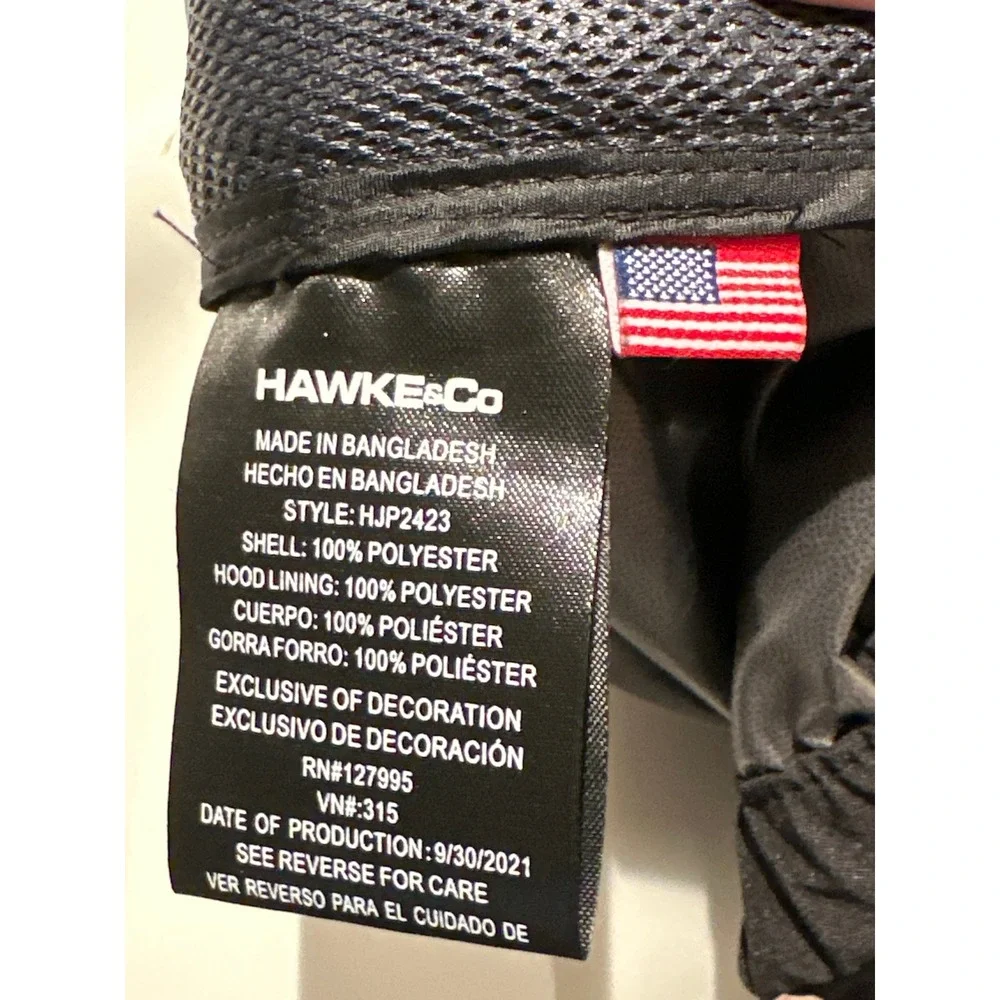 Hawke & Co Sport Hooded Windbreaker Jacket Mens M Black Full Zip Mesh Lined